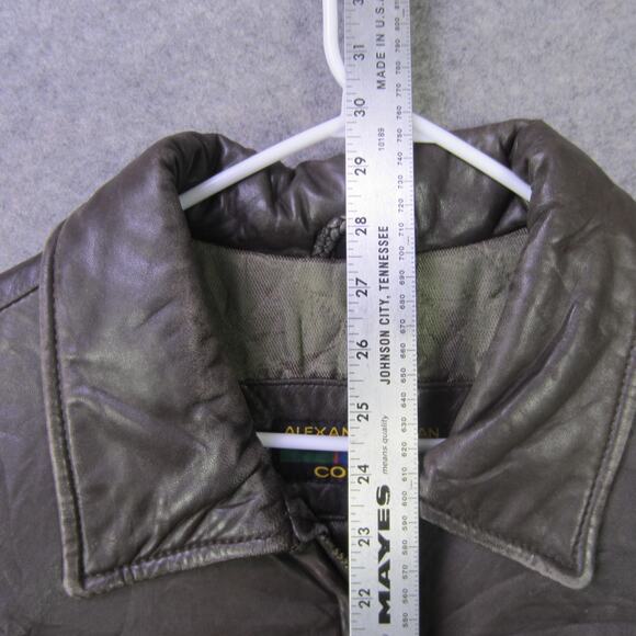 Alexander Julian Colours Jacket Mens XL Brown Leather Zip Front Collared Lined - Picture 3 of 7